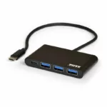Port USB Type-C to 3 x USB3.0 and 1 x Type-C PD 30cm 4 Port Hub - Black