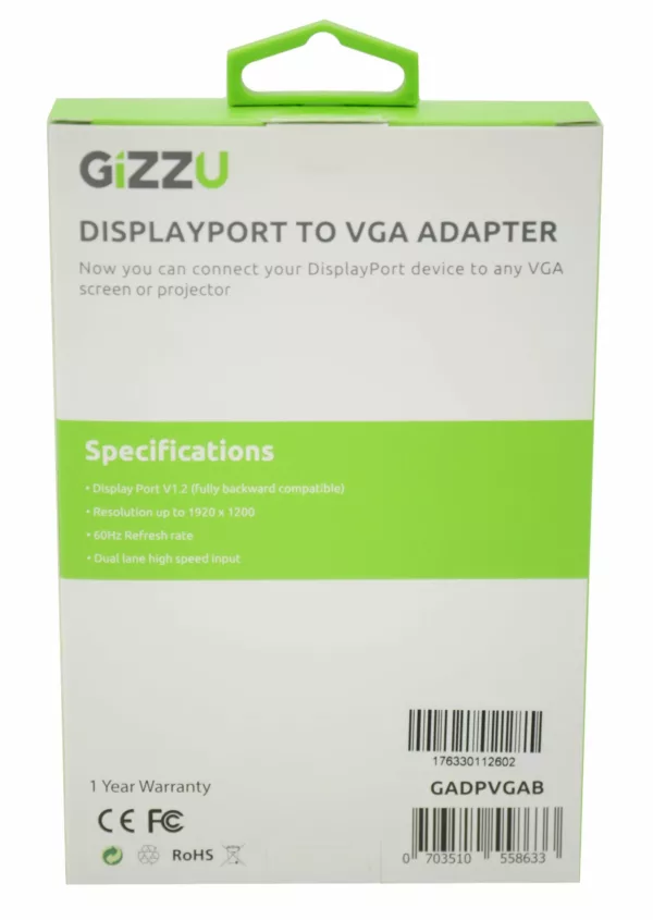 GIZZU Display Port to VGA Adapter - Black