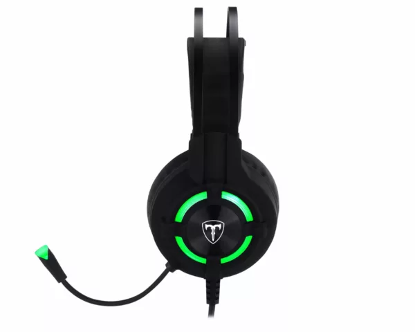 T-Dagger Andes Green Lighting|210cm Cable|USB|Omni-Directional Luminous Gooseneck Mic|40mm Bass Driver|Stereo Gaming Headset - Black/Green